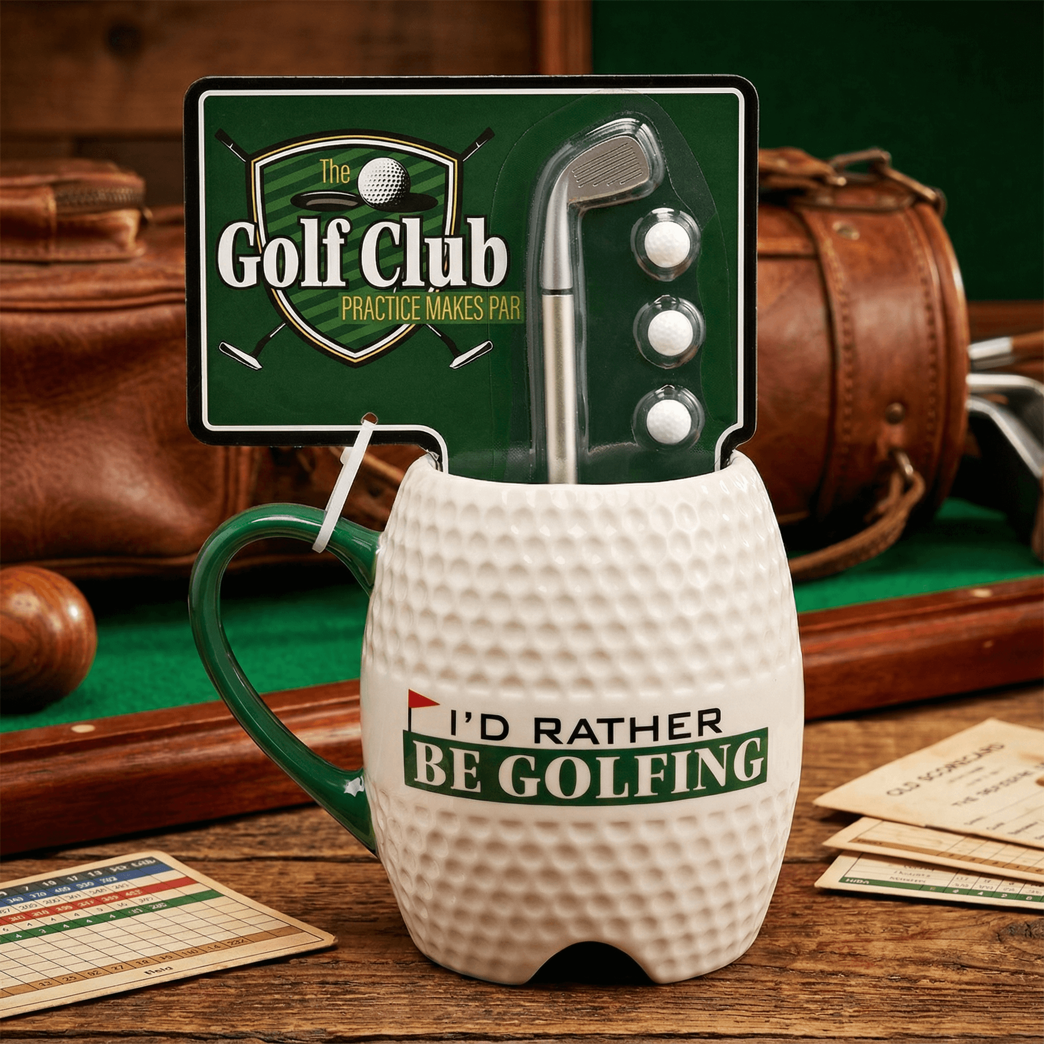 Harvey Makin Golf Ball Mug & Putter Pen Set "Rather Be Golfing'