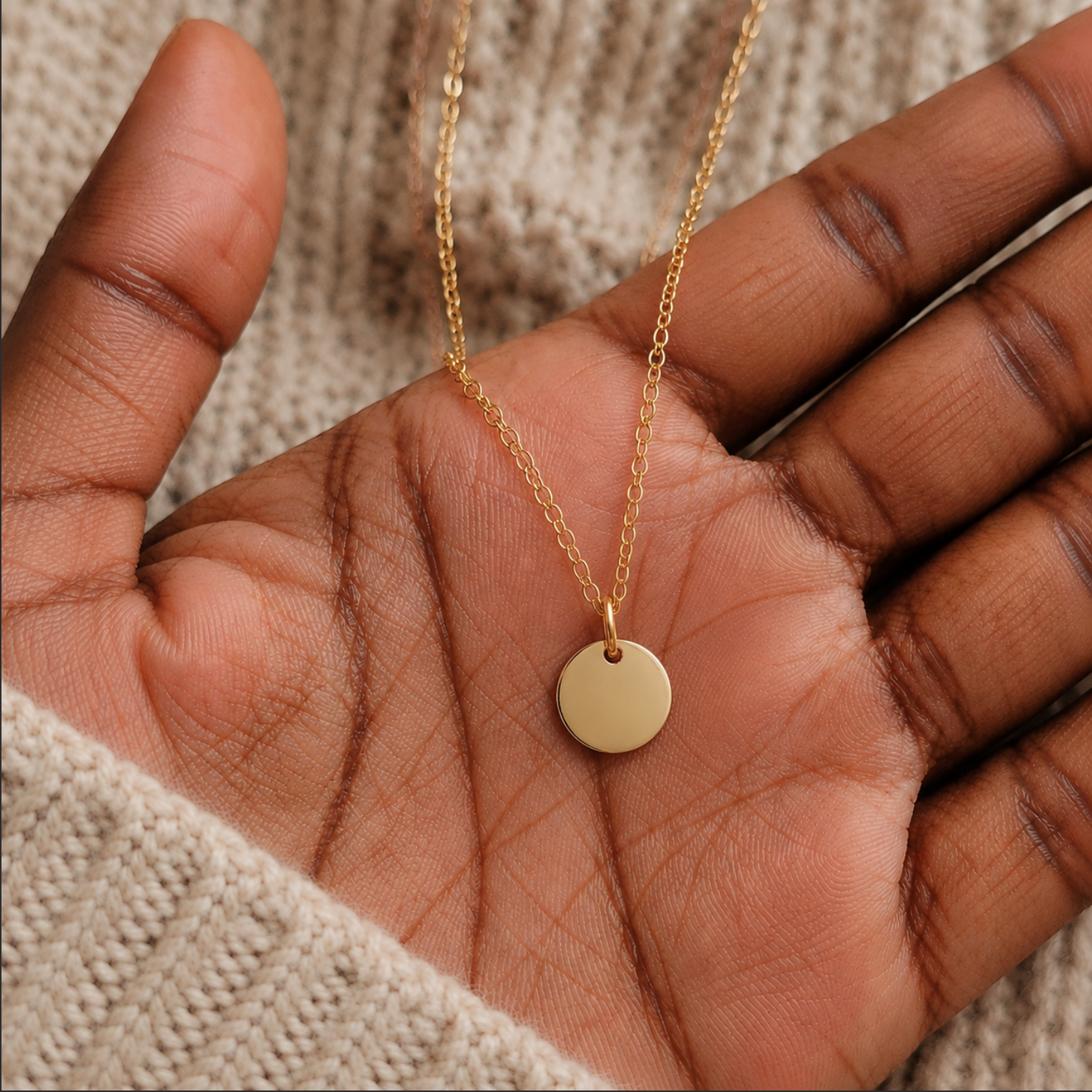 Small Round Necklace – Gold Plated Brass Pendant Jewellery