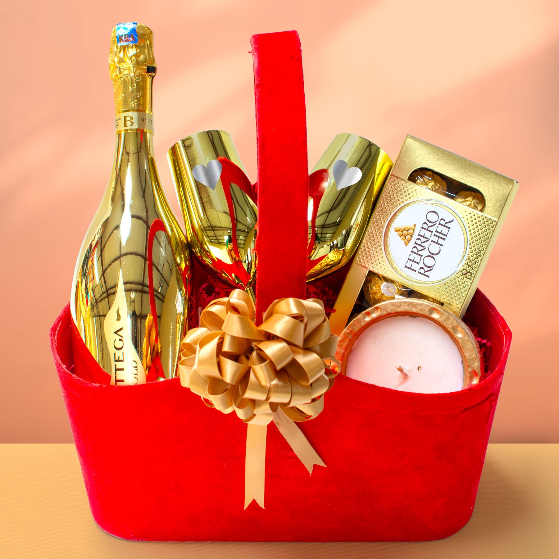 Luxury celebration hamper with champagne flute