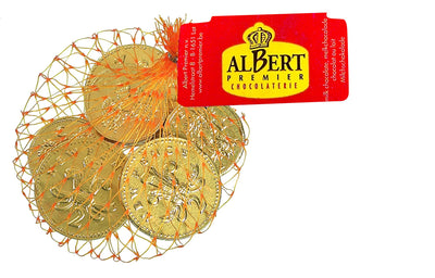 Gold foiled UK milk chocolate coins in net - 50x50g