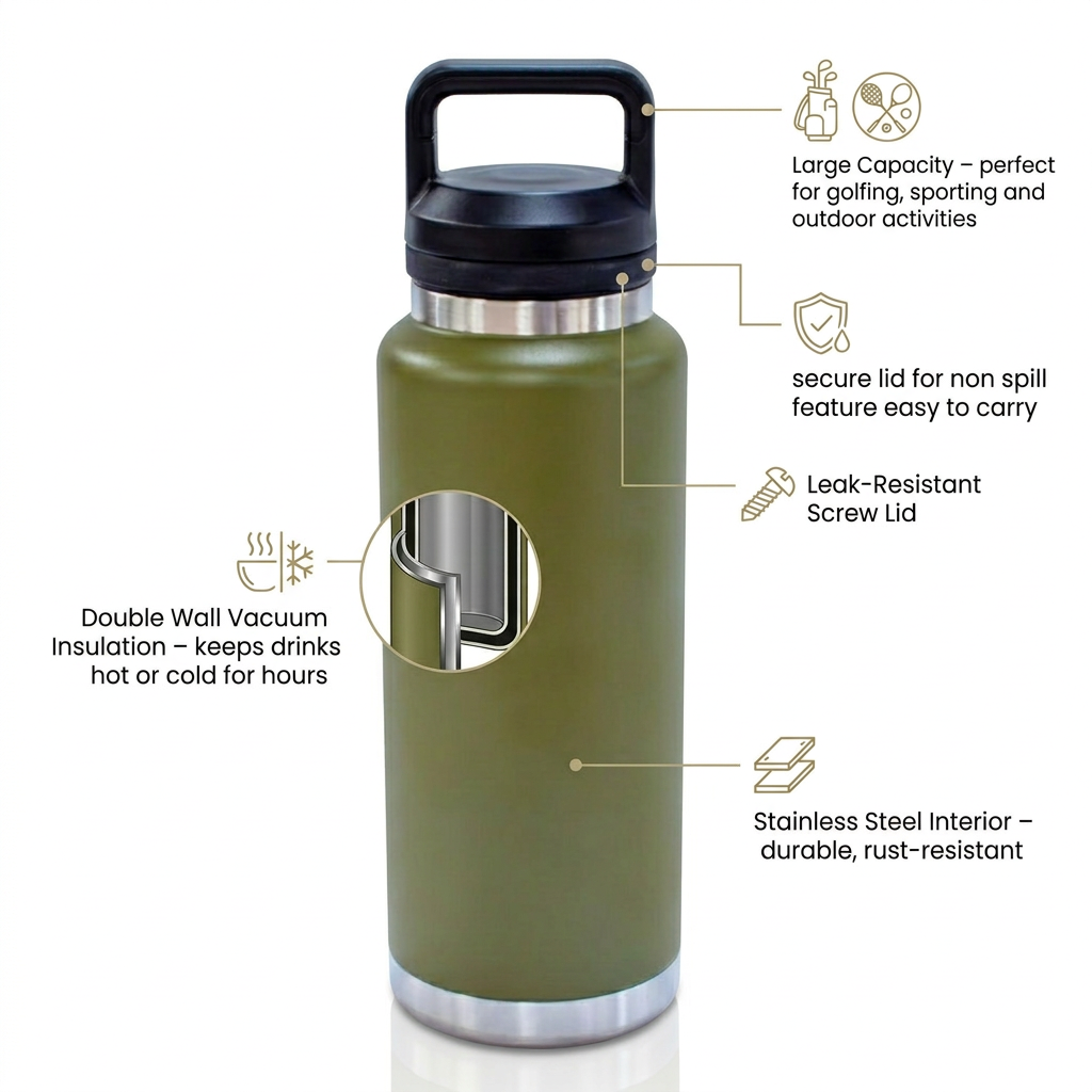 Golf Vacuum Water Bottle 750ml / 1 litre