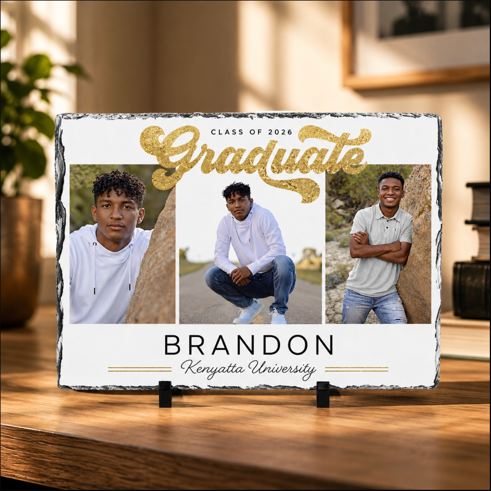Graduation Keepsake Slate – Personalised Photo Plaque (40 × 25 cm)