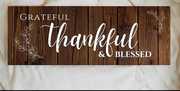 Wooden Thankful & Blessed Wall Hanging Plaque