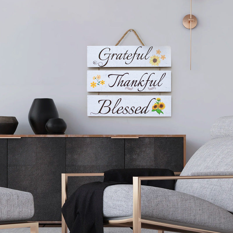 Grateful, Thankful, Blessed Wall Hanging Plaque