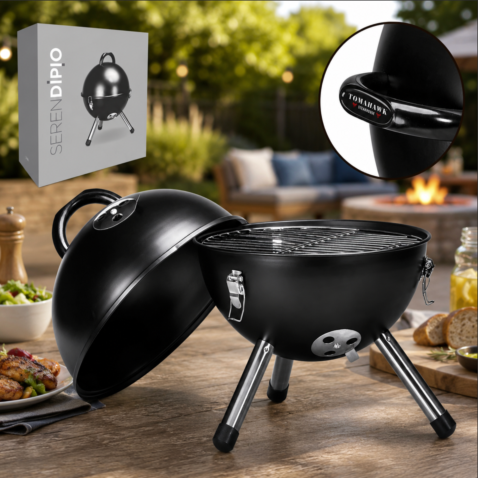 Serendipio Moraga Kettle Braai – Portable Mini Charcoal BBQ