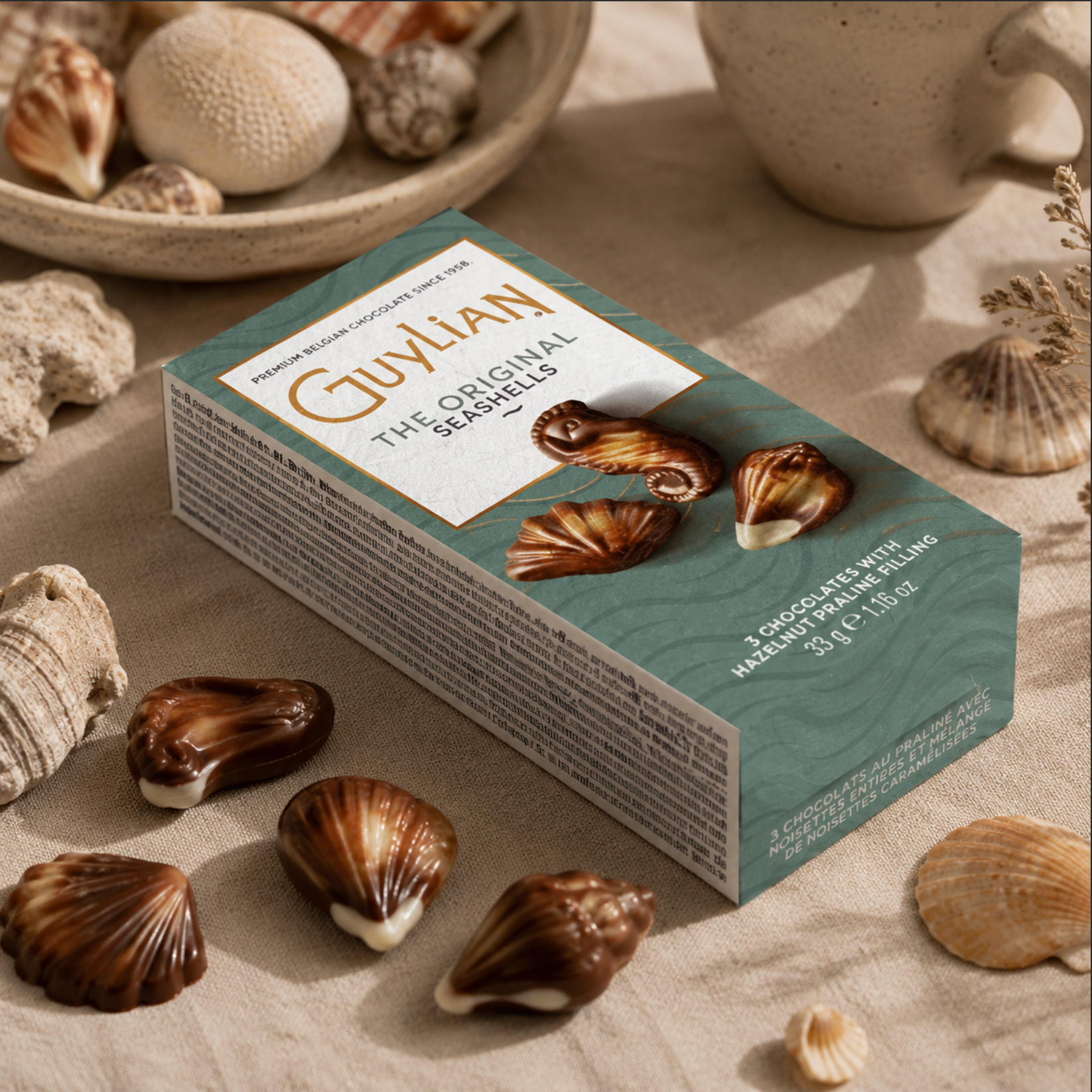 Guylian Chocolate Seashells – 3-Piece Original Praliné
