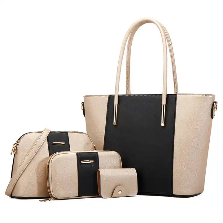 Brina PU Leather 4-in-1 Tote Handbag Set – (31 × 26 × 12 cm) Women’s Fashion Bag