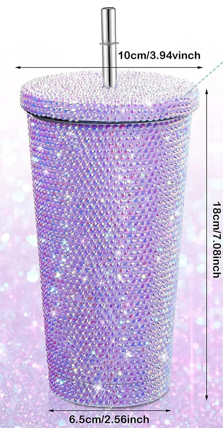 Diamond Stud Tumbler with Lid & Straw