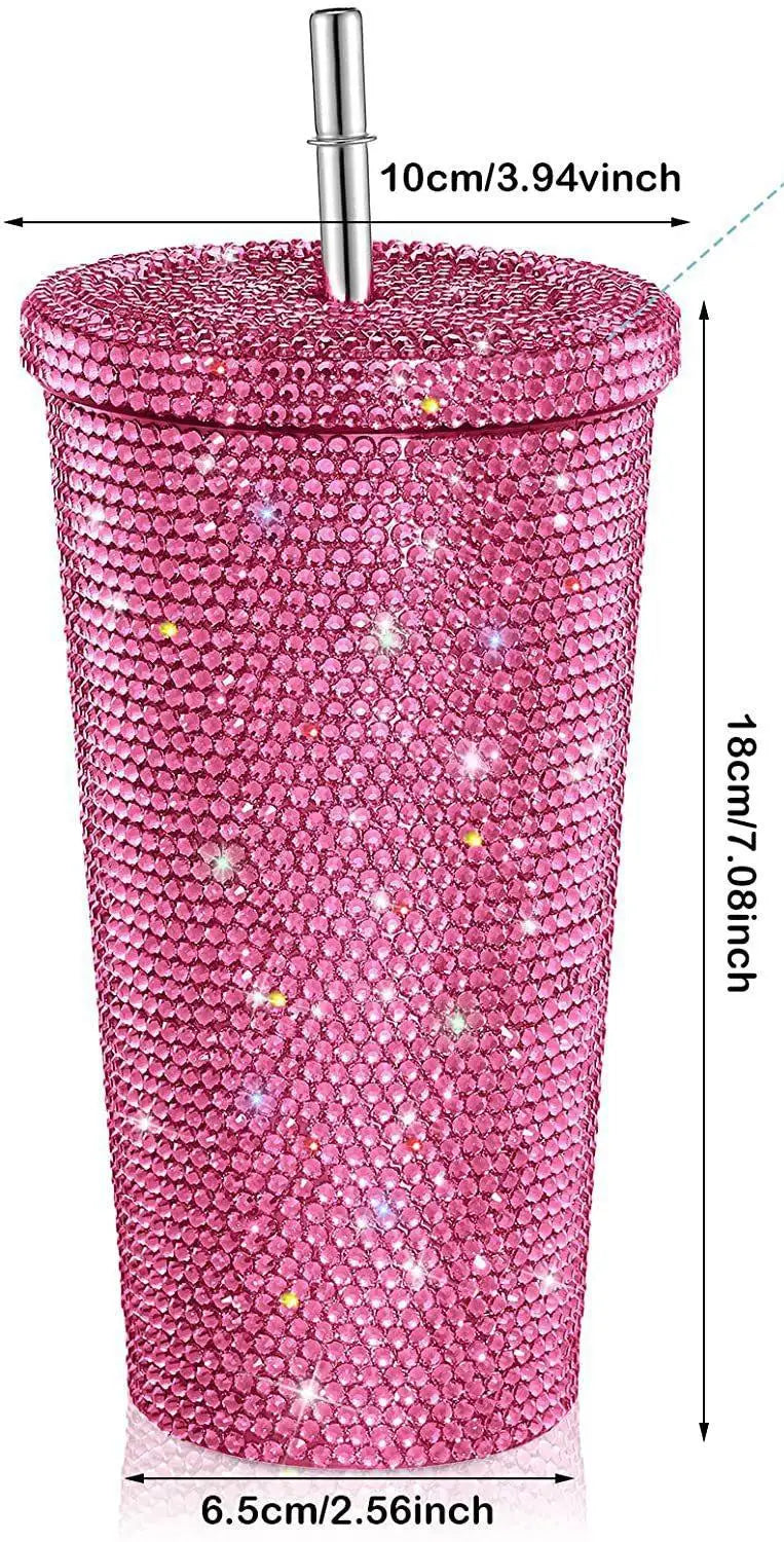 Diamond Stud Tumbler with Lid & Straw