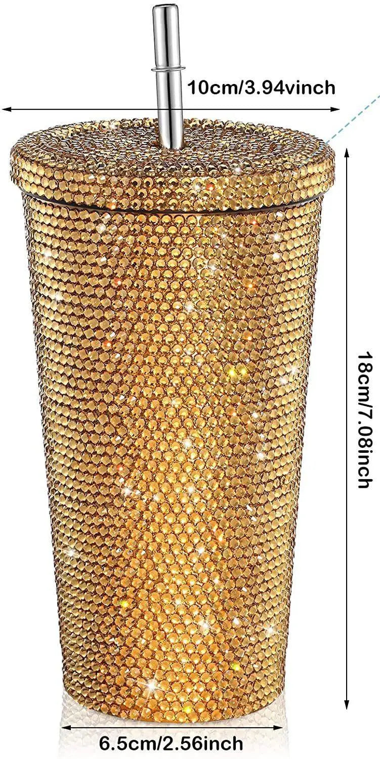 Diamond Stud Tumbler with Lid & Straw