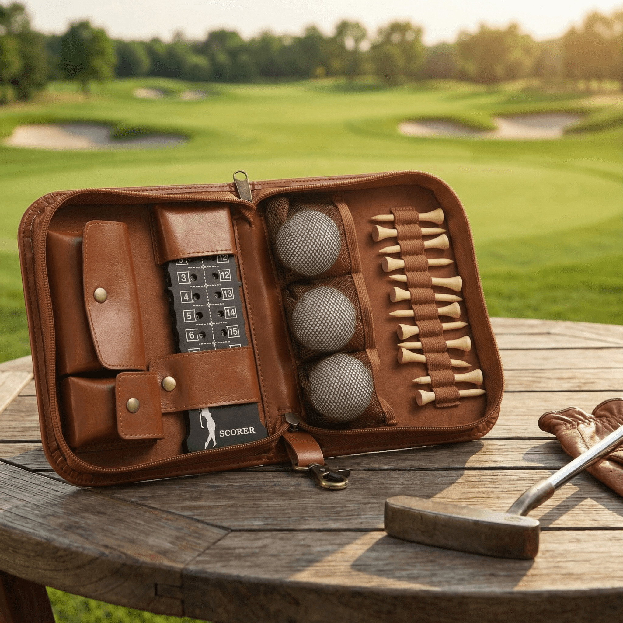 Harvey Makin Golfers Accessories Gift Set – Tan