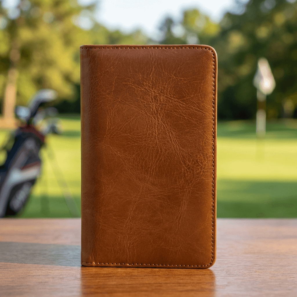 Harvey Makin Tan Leather Golf Scorecard Holder