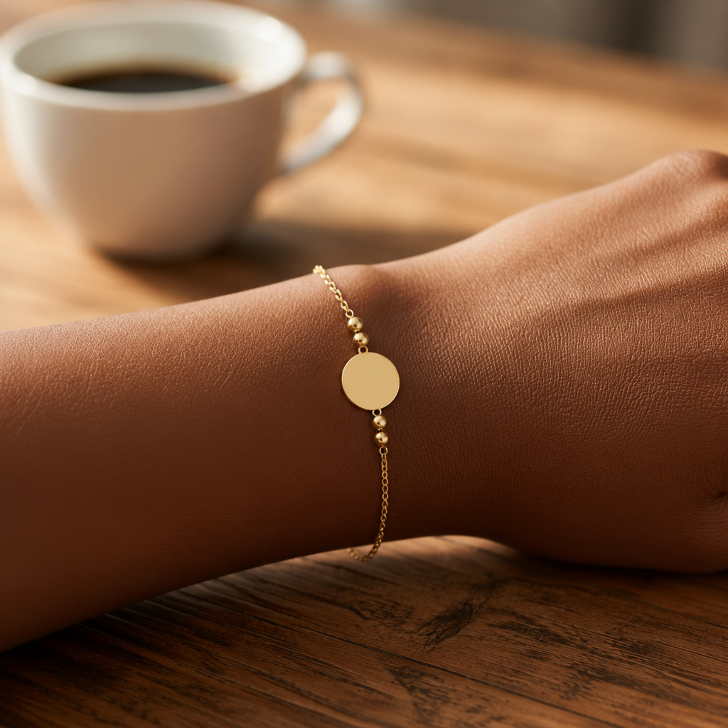Round Disc Bracelet – Gold Plated Brass Bracelet