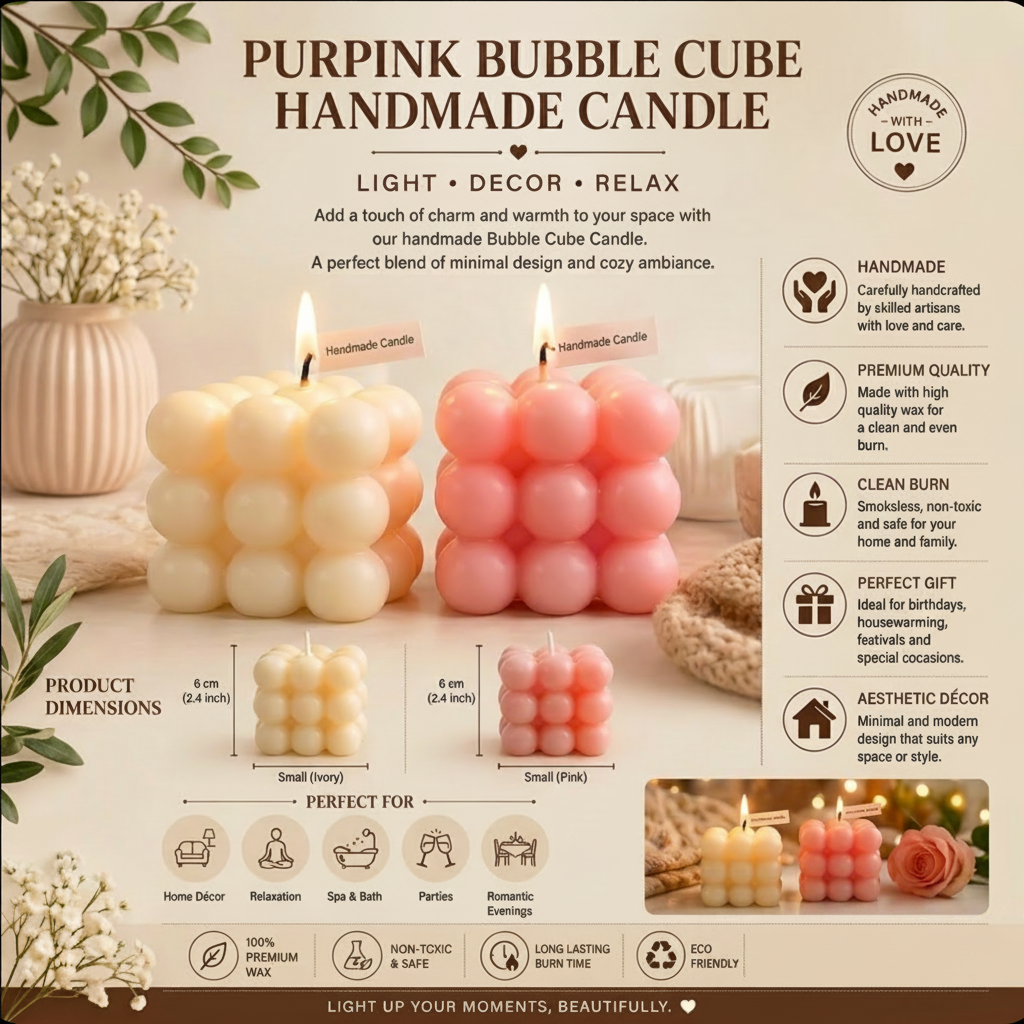 Purpink Elegant & Aromatic Soy Wax Bubble Candle