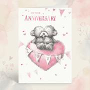 On Your Anniversary – Cute Teddy Love Celebration Card
