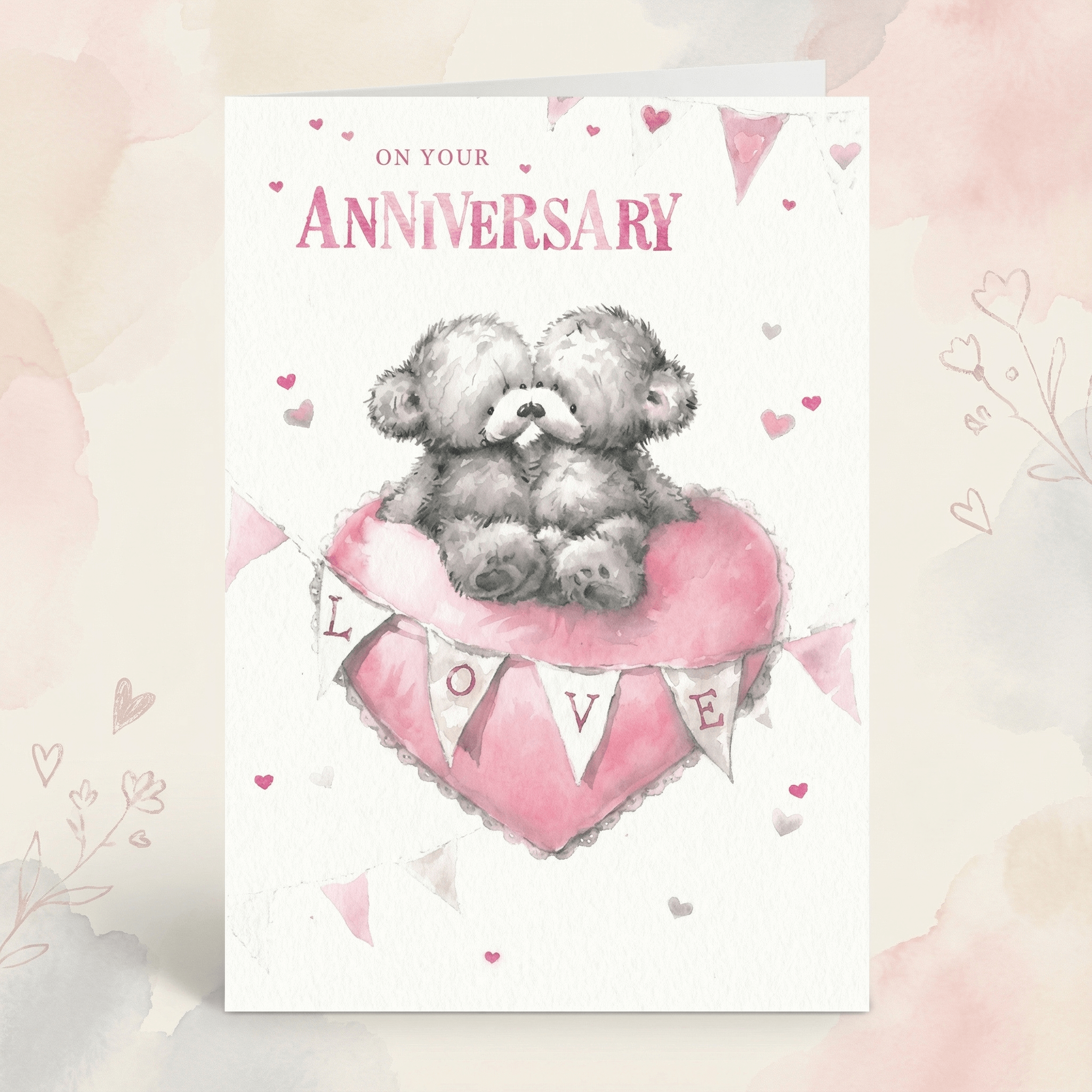 On Your Anniversary – Cute Teddy Love Celebration Card
