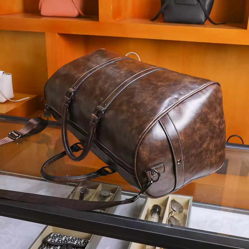 The Premium Coffee Leather Duffle Bag