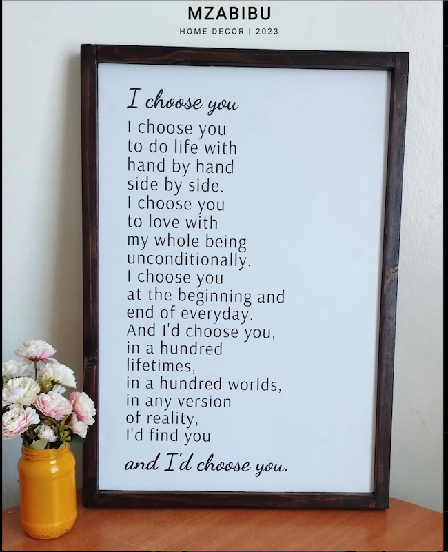 I Choose You Wall Hanging Plaque