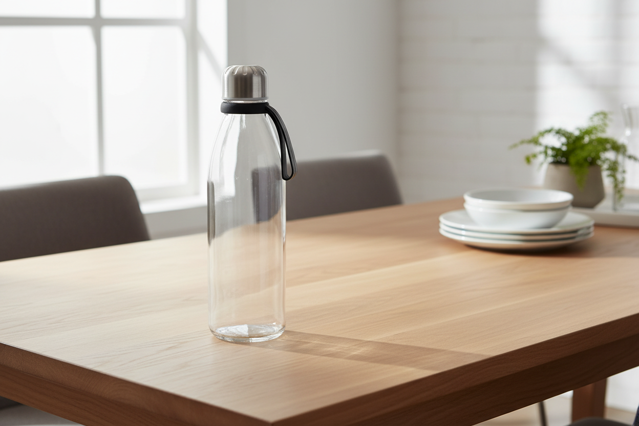 Kooshty Loopy Glass Water Bottle – 650ml Reusable Bottle (25 cm H)