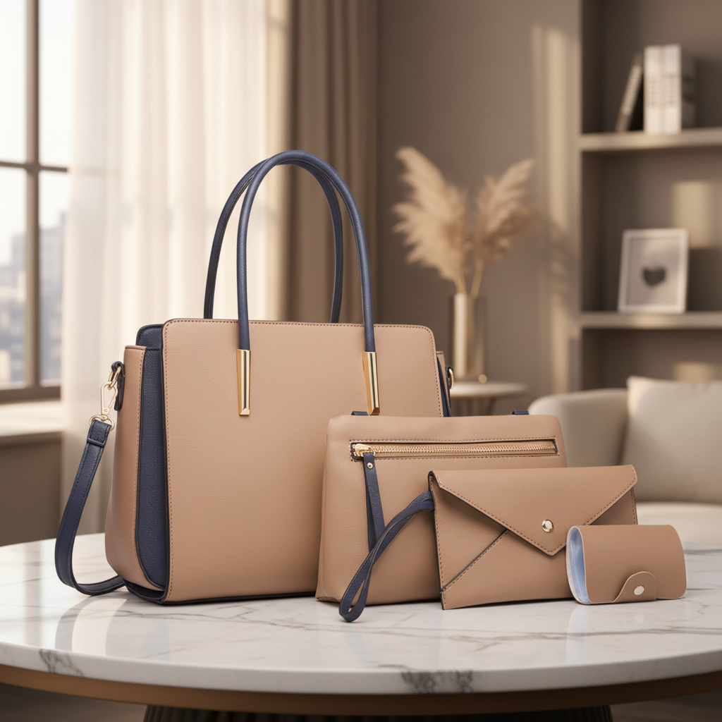 Maxine Patchwork Wax PU Leather set wallet Handbag – 31 × 25 × 14 cm Women’s Fashion Tote Bag