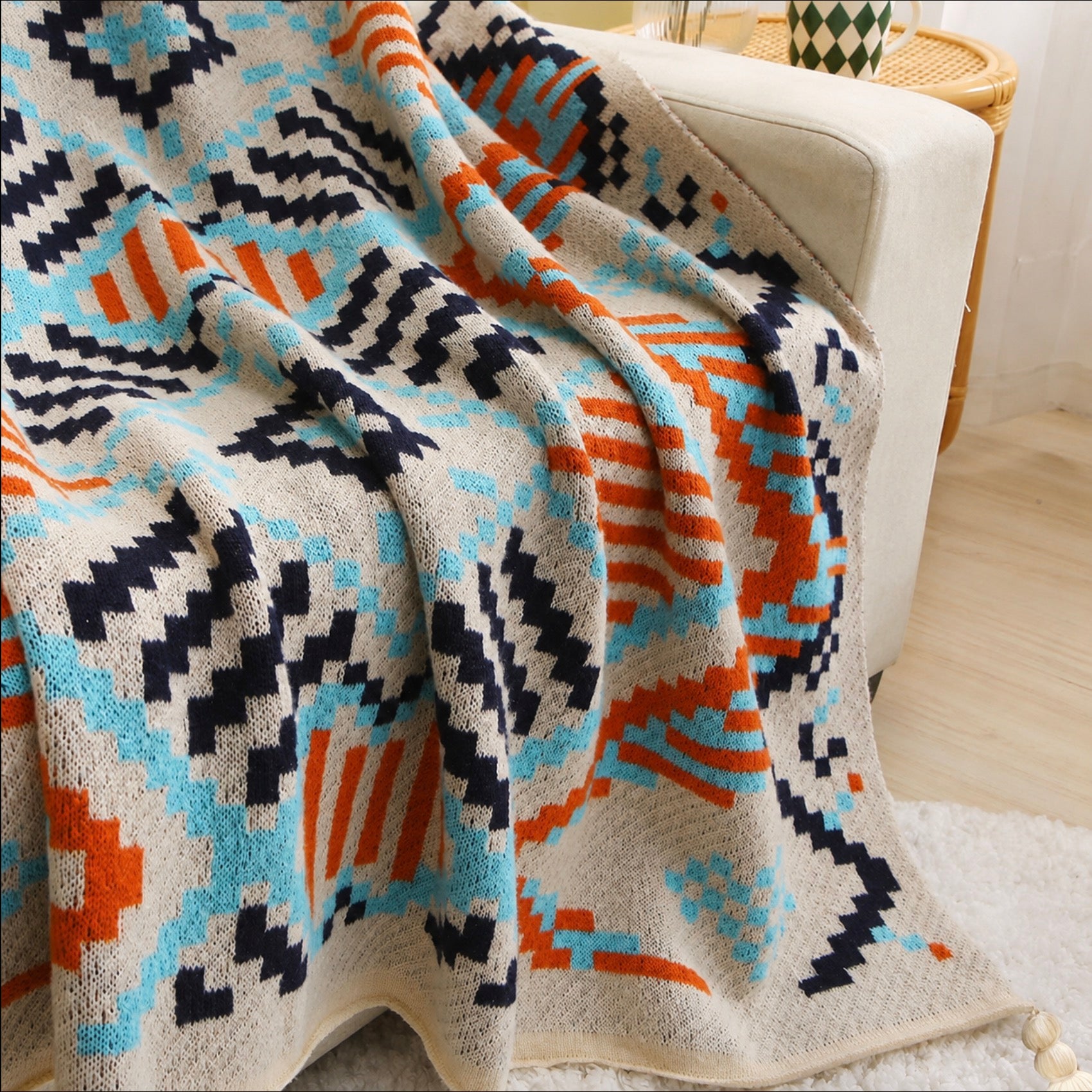 Patchwork-knitted throw blanket, Kenya