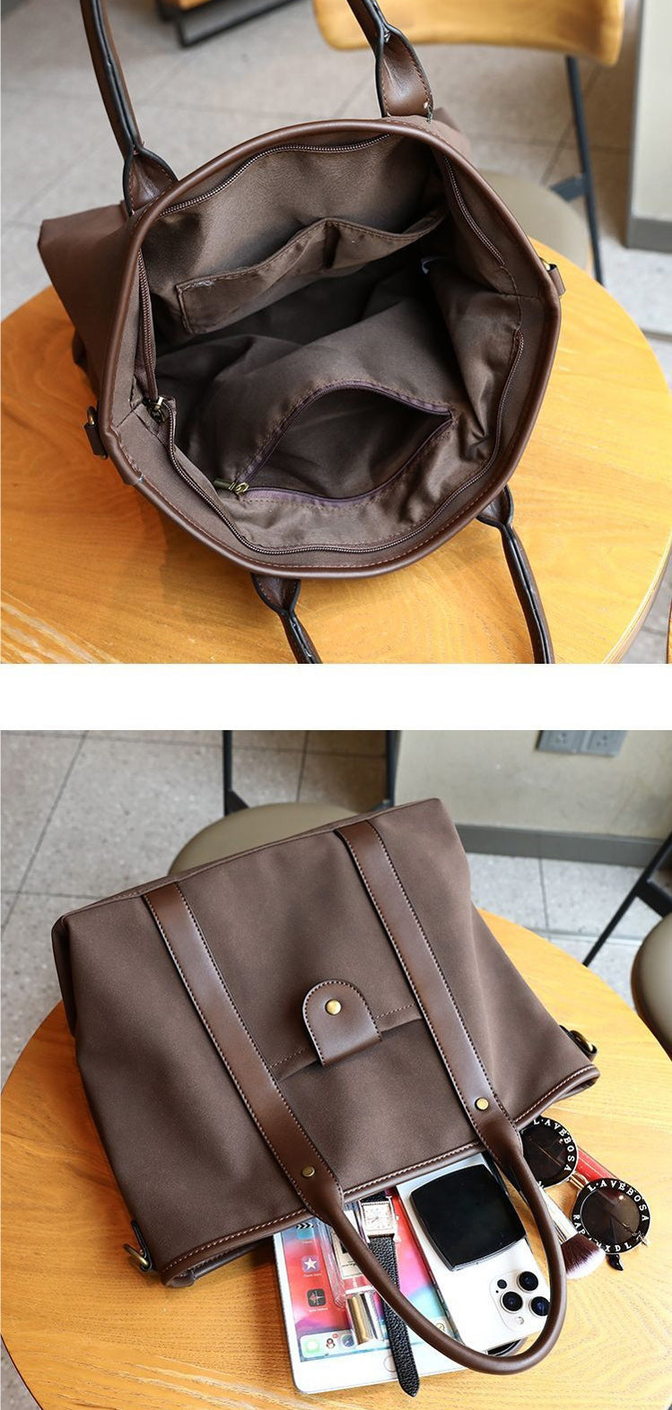 Vintage Canvas Travel Tote Bag /  Removable Strap & Durable Handles – 26 × 13 × 29 cm