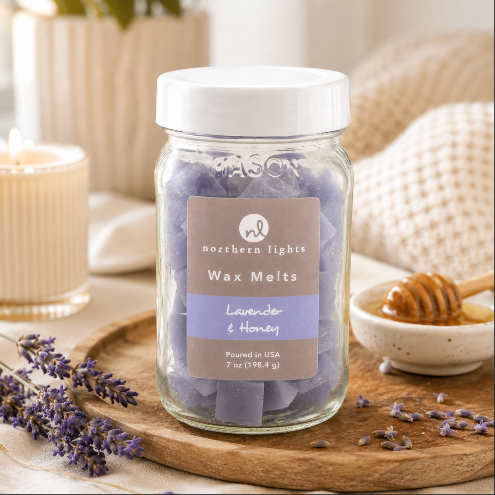 Northern Lights Wax Melts Jar 7oz - Lavender & Honey