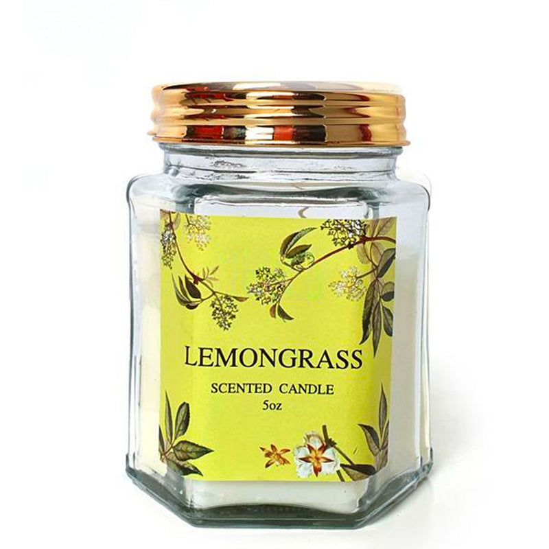 Lemon Grass Hexagonal Glass Jar Candle 5 oz