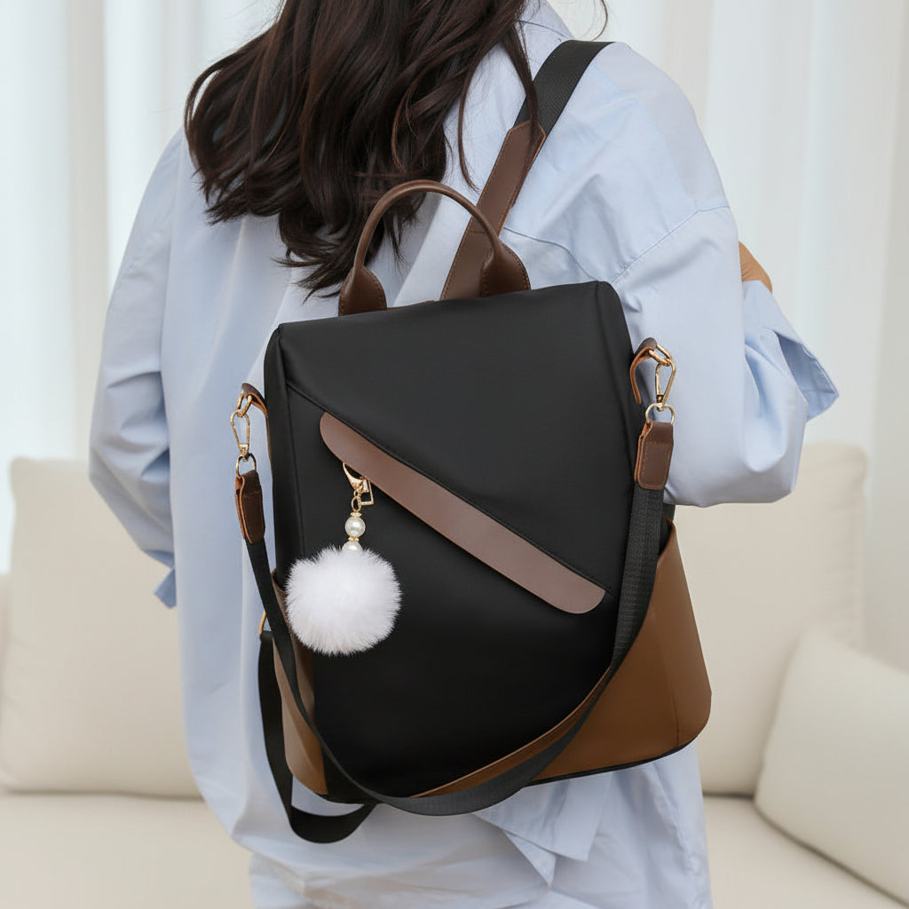 Lightweight Oxford Backpack for Women /  Convertible Shoulder Bag & Water-Resistant Daypack with Anti-Theft Pocket – 31 × 12 × 35 cm