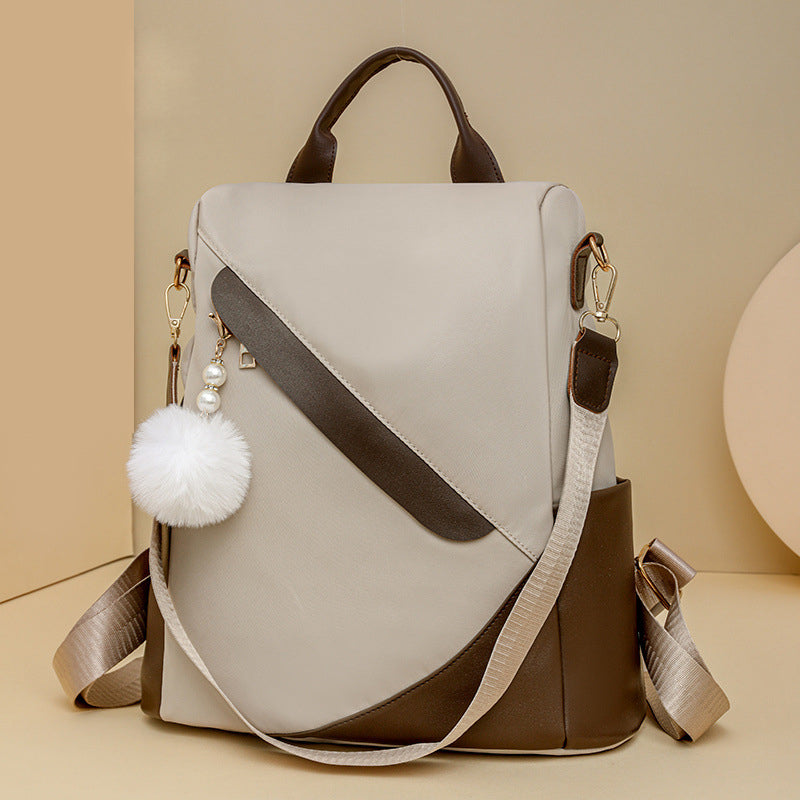 Lightweight Oxford Backpack for Women /  Convertible Shoulder Bag & Water-Resistant Daypack with Anti-Theft Pocket – 31 × 12 × 35 cm