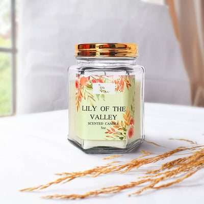 Lily Of The Valley Hexagonal Glass Jar Candle 5 oz
