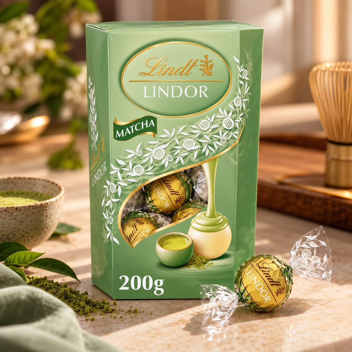 Lindt Lindor Matcha White Chocolate Truffles Box 200g