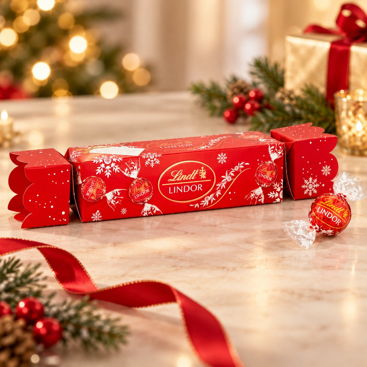 Lindt Lindor Milk Chocolate Christmas Cracker 100g
