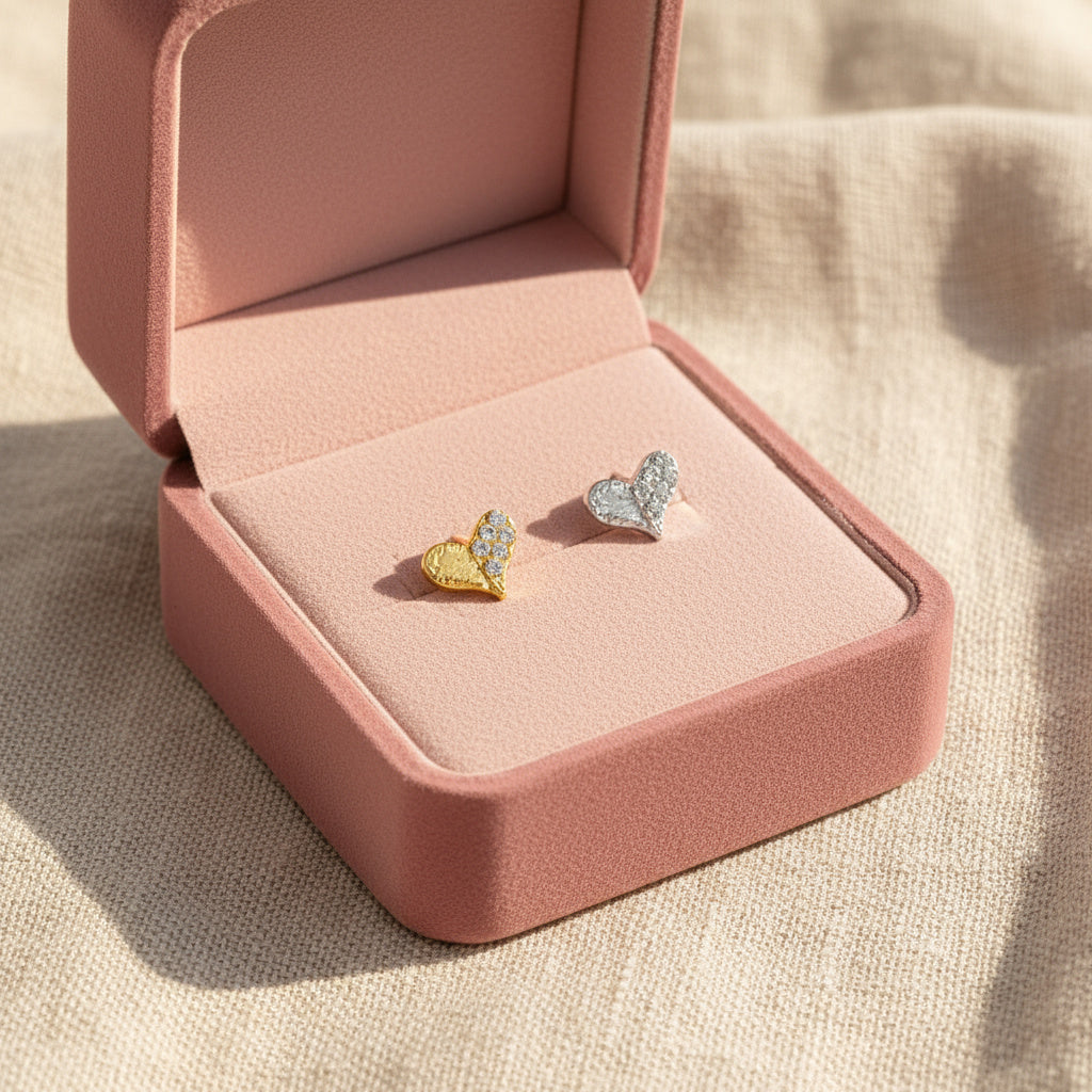 Sparkly Heart Studs
