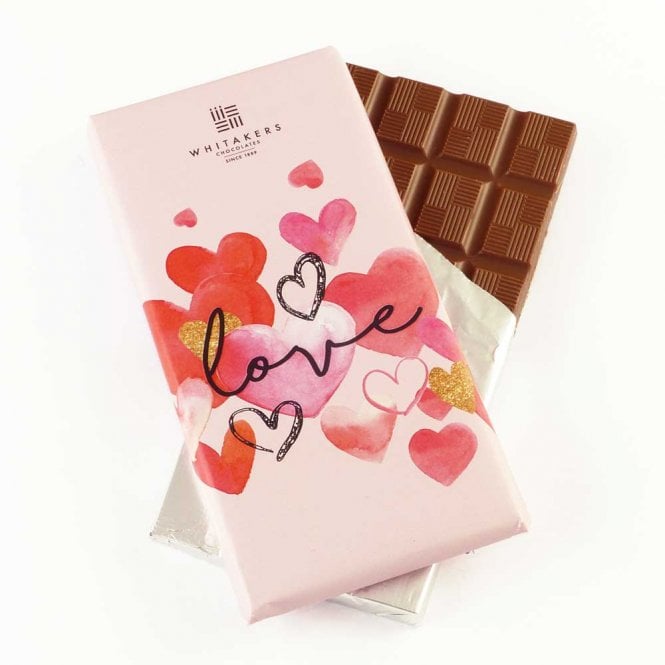 Love Hearts Milk Chocolate Bar by Whitakers - 90g