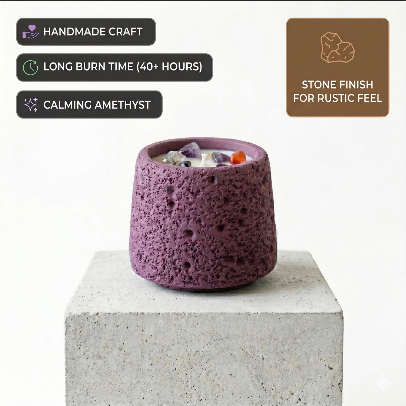 Stone Finish Scented Candle Jar – 210g Small Luxury Candle