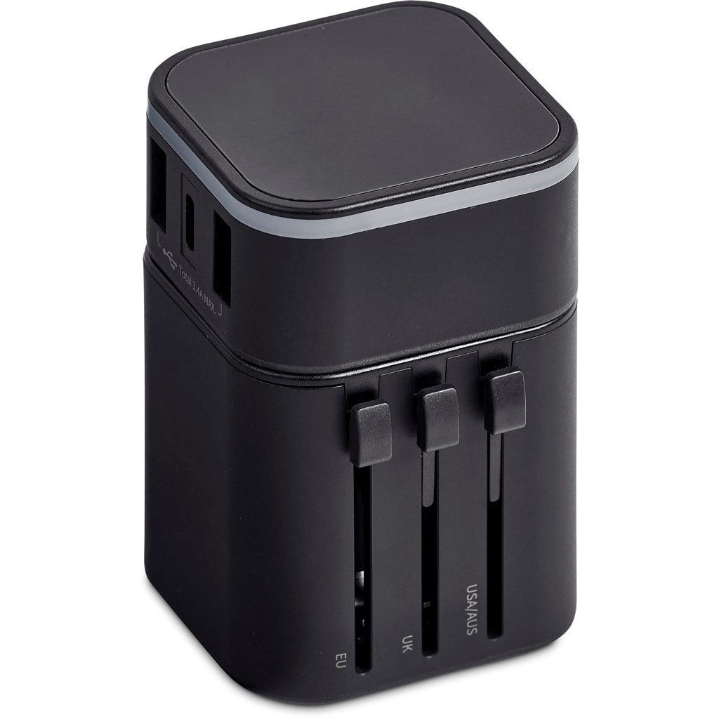 Swiss Cougar Frankfurt World Travel Adaptor -Black