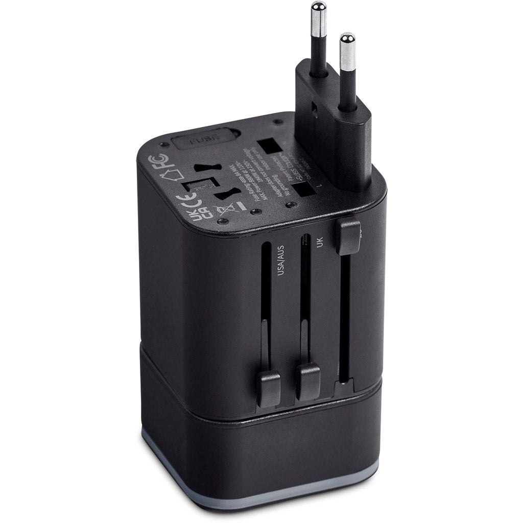 Swiss Cougar Frankfurt World Travel Adaptor -Black