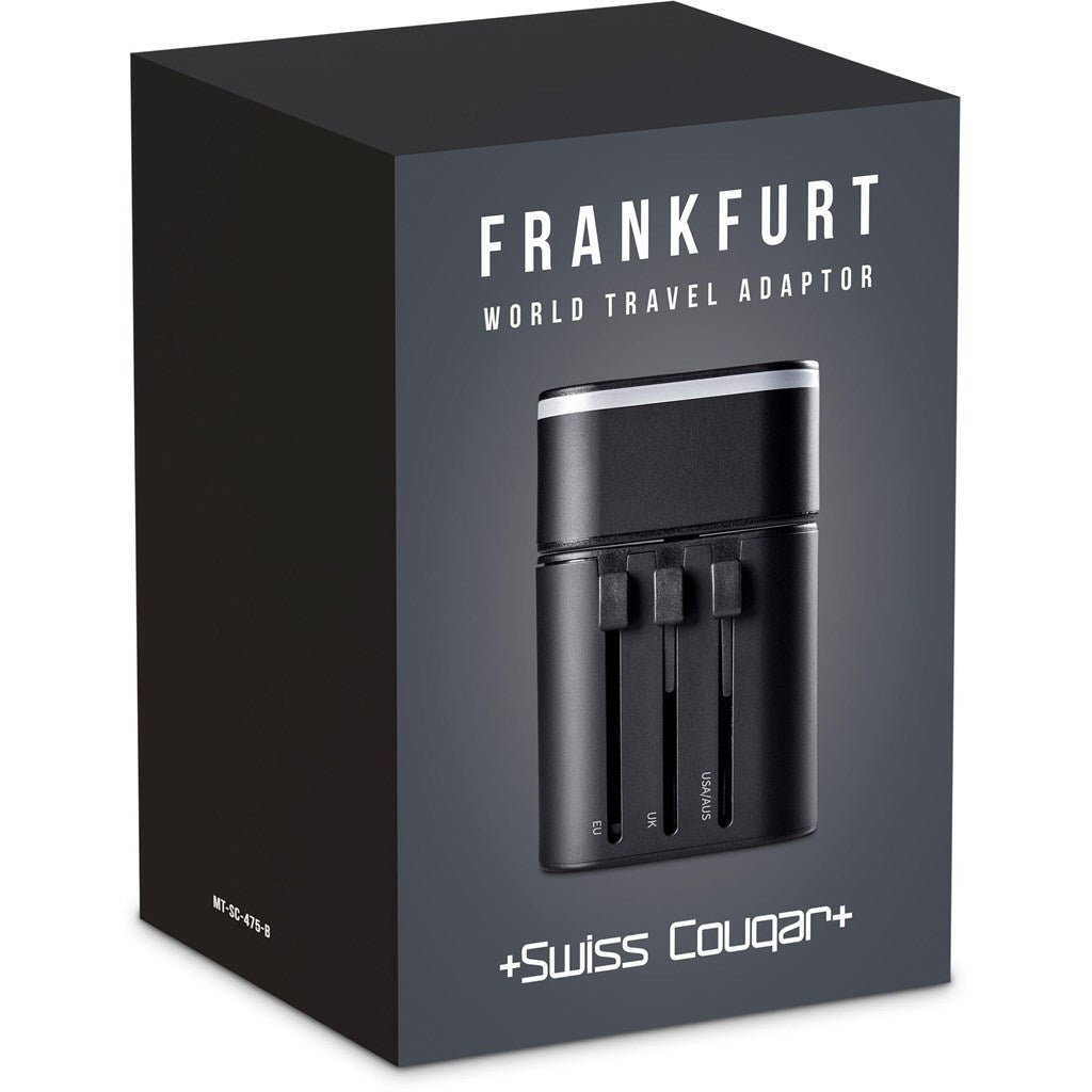 Swiss Cougar Frankfurt World Travel Adaptor -Black