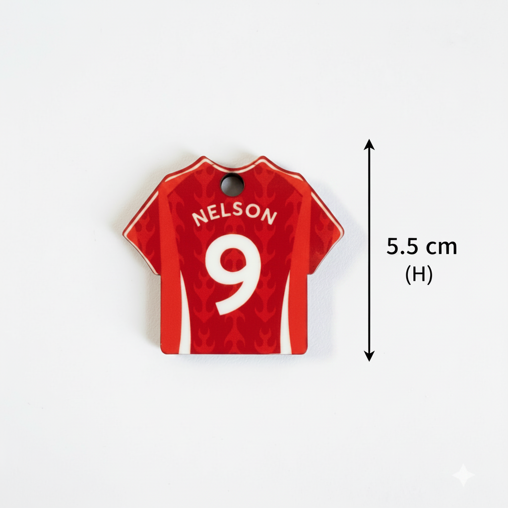 Personalised EPL Soccer Jersey Key Holder – Custom Name & Number Key Accessory 5.5 cm