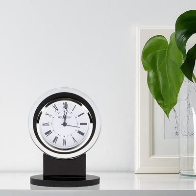 Widdop Black & Glass Round Mantel Clock