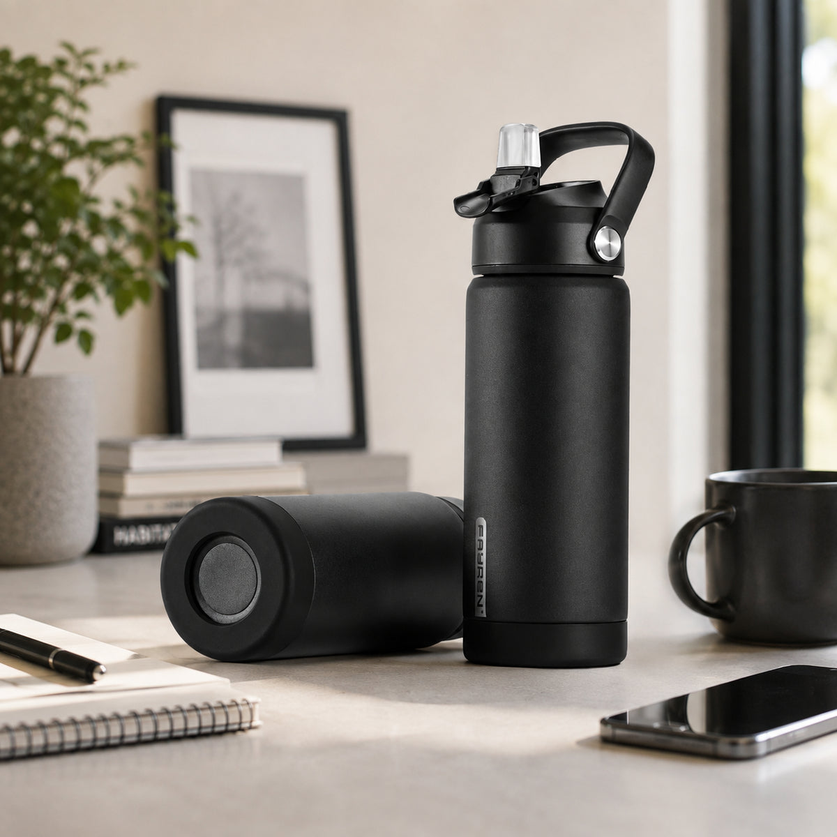 Matte Black Insulated Water Bottle – 700ml