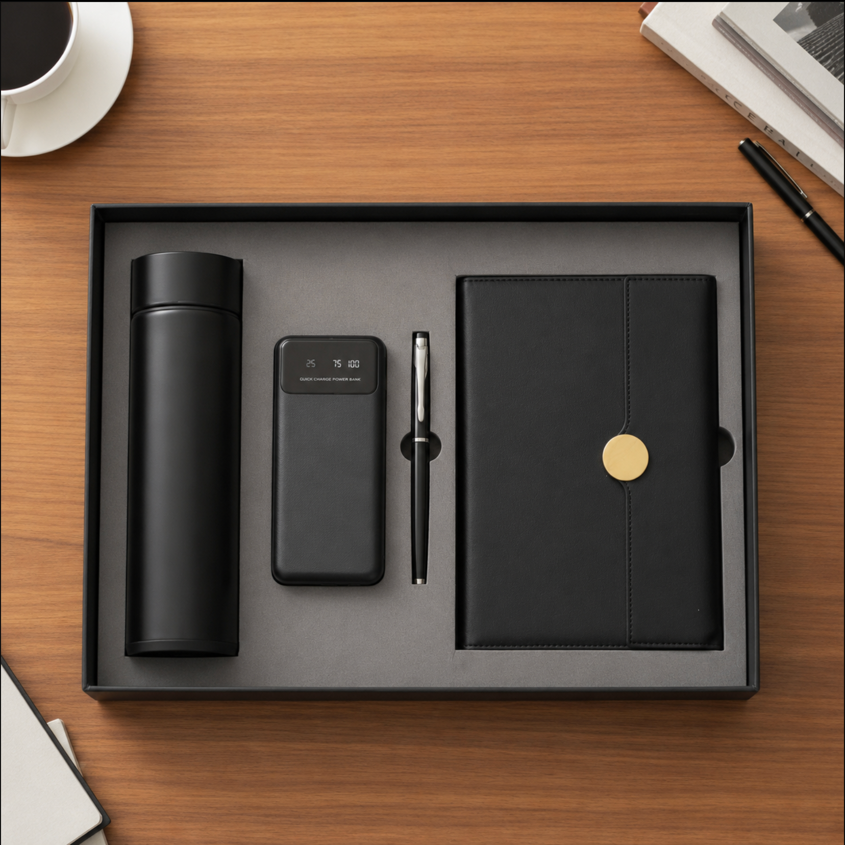Personalised Notebook Gift Set – A5 Notebook, 500ml Bottle & 10,000mAh Power Bank Set