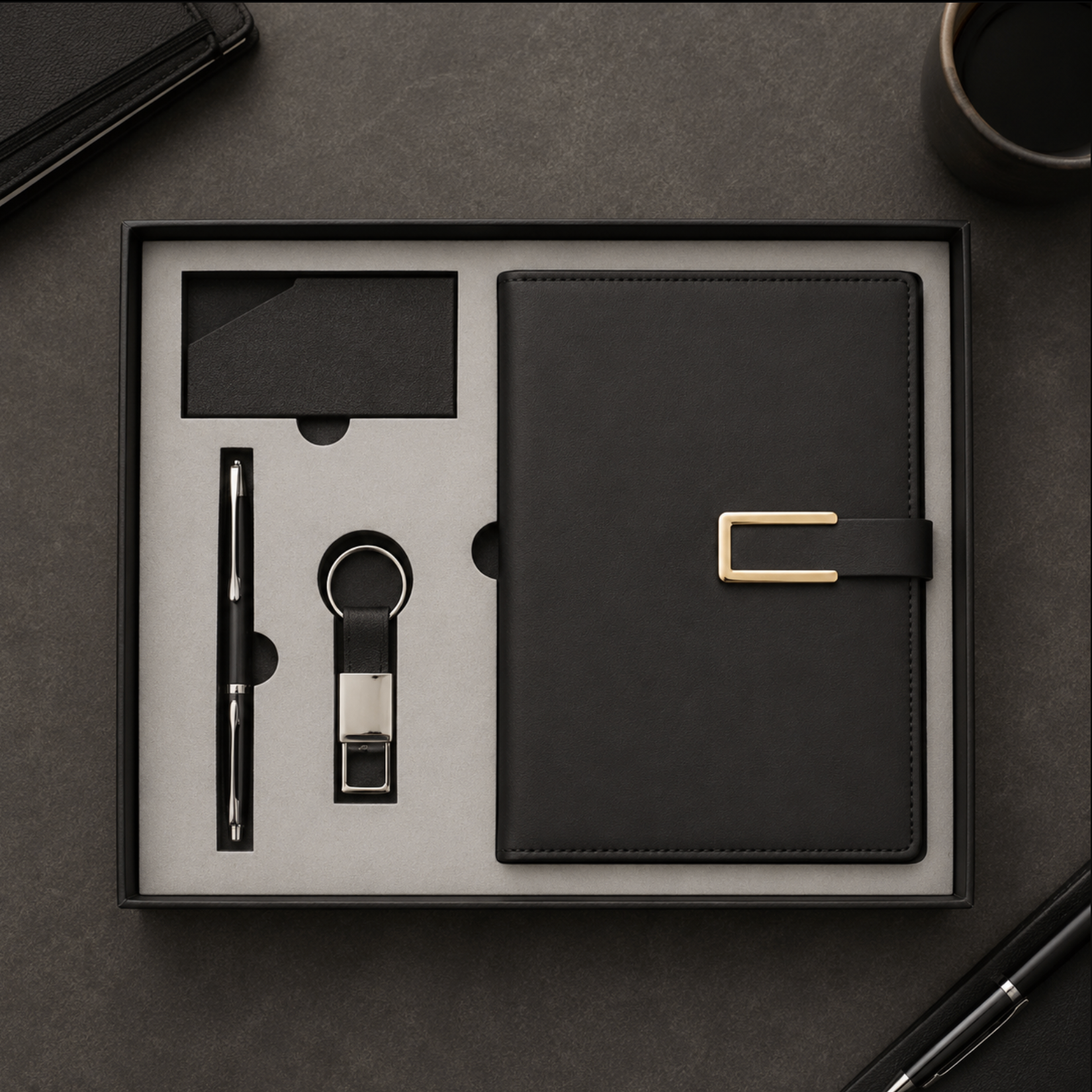 Notebook Gift Set – A5 Notebook & Accessories 6-Piece Set Black & Blue
