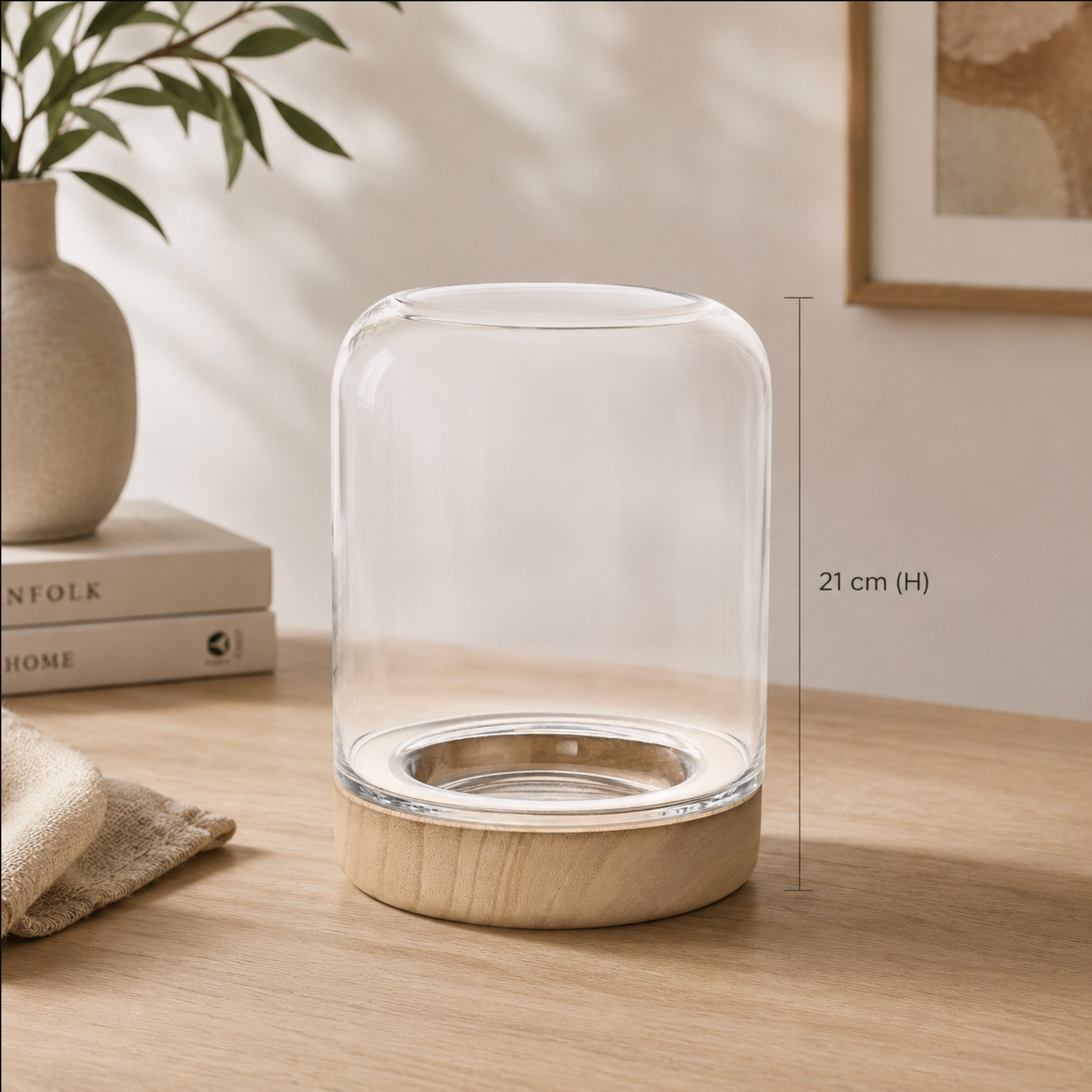 Large minimalist candle holder for home décor measurement.
