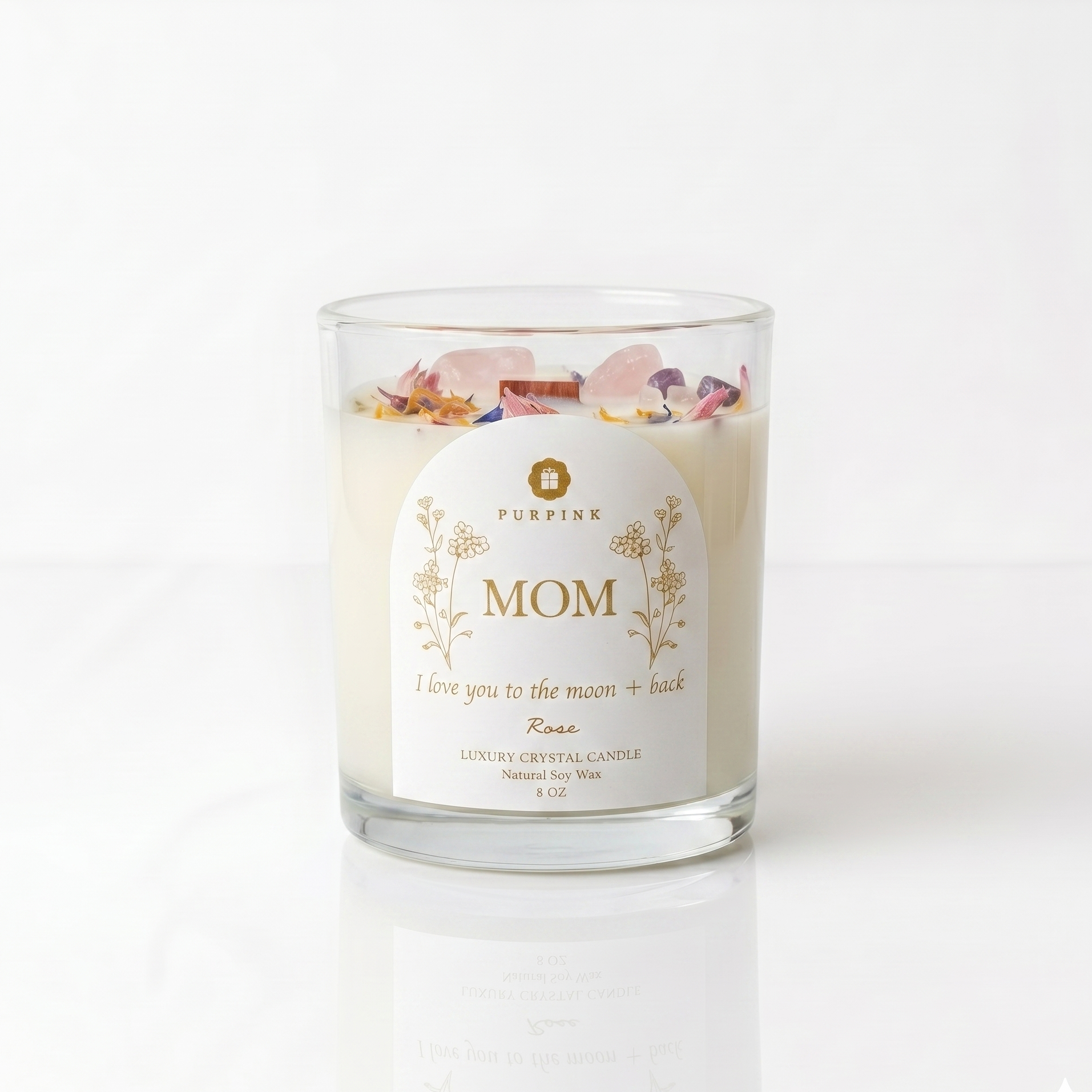 Purpink Mom Special Message Rose Luxury Candle – 227g Scented Candle Jar