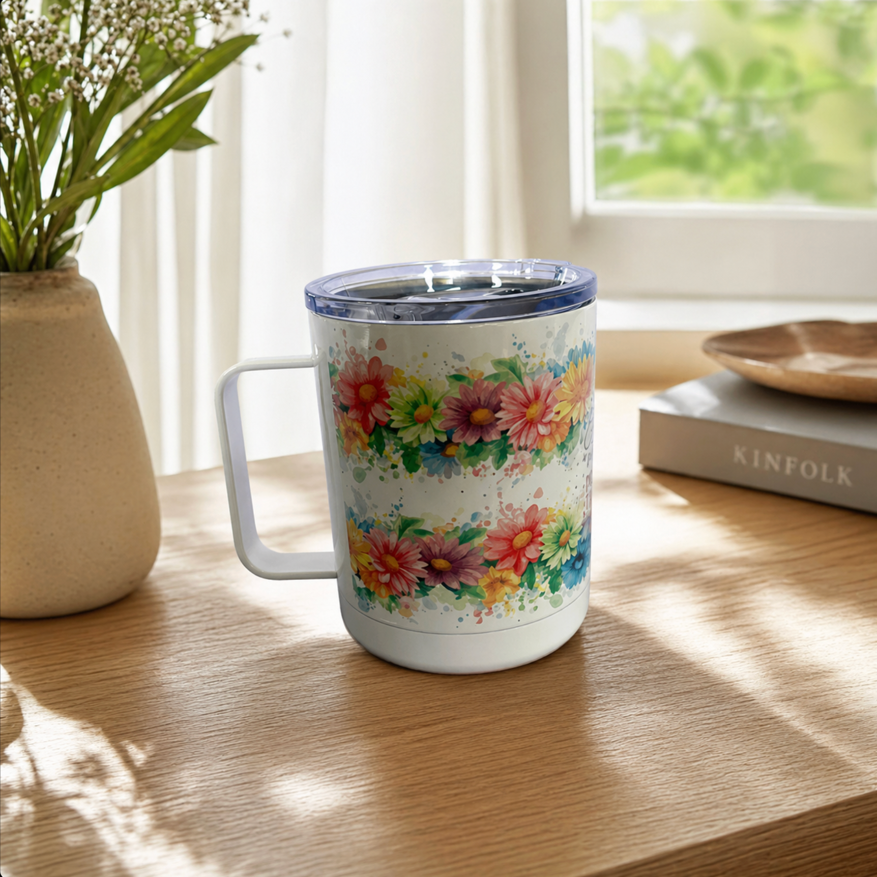 Positive Thoughts 400 ml Stainless Steel Travel Mug – Vacuum Insulated with Lid