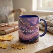 Personalised 11 oz Marble Inner-Colour Royal Blue Mug – Coloured Handle with Name