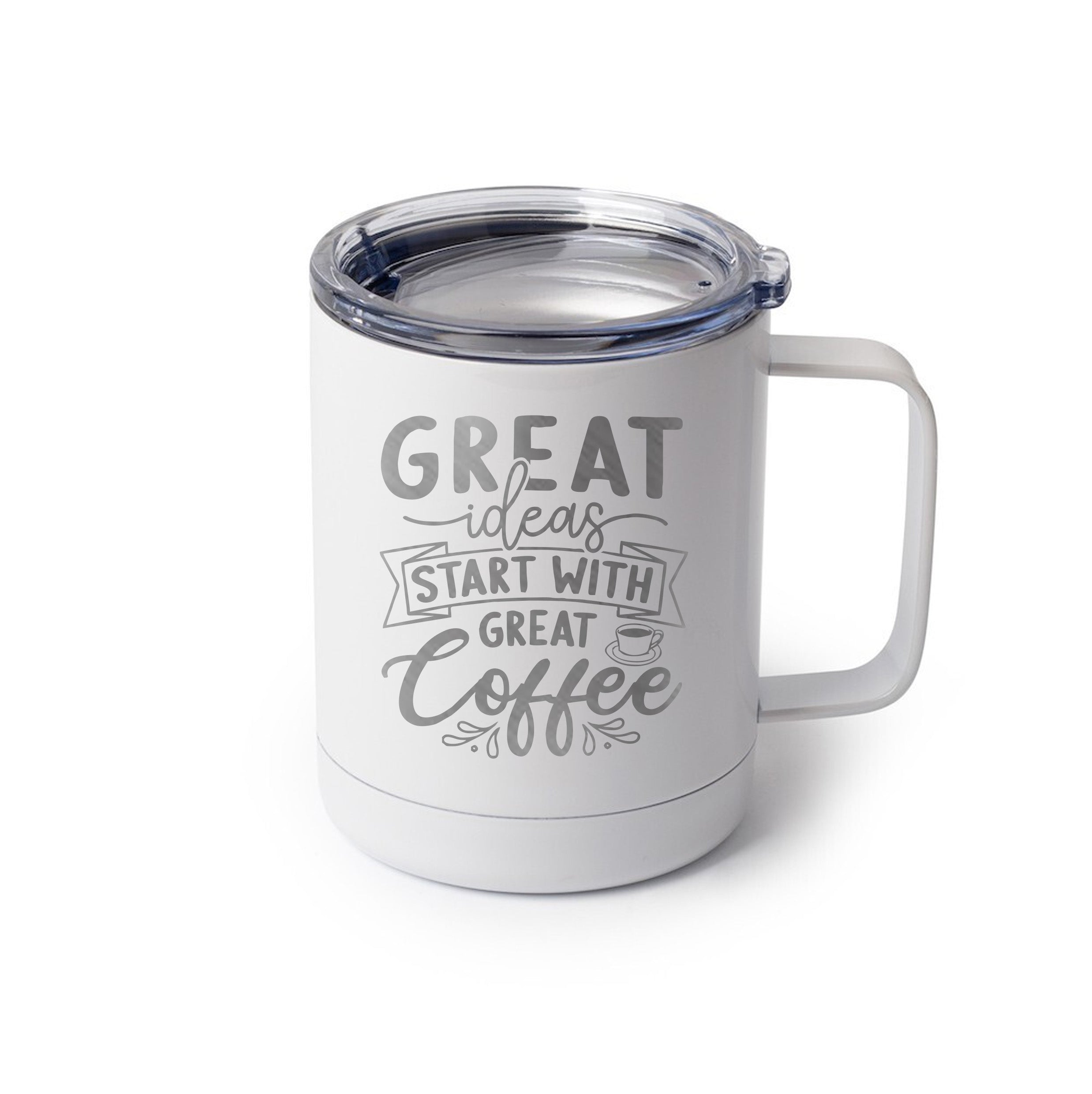 Delerke White Stainless Steel Travel Mug – 400 ml Vacuum Insulated Cup