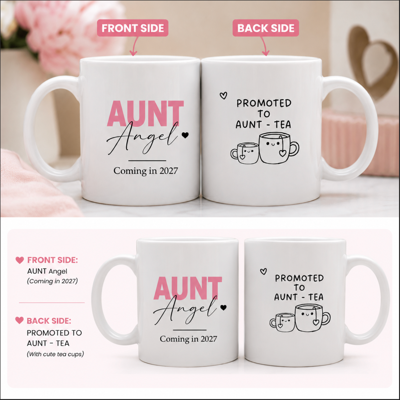 Personalized Auntie Mug – Promoted to Aunt-tea Mug